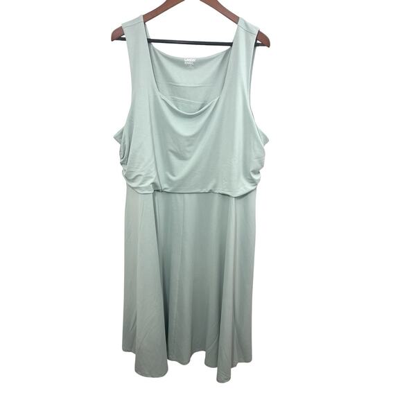 Lands' End Women's Dress Cupro Fit and Flare Sleeveless 3X Light Teal Green - Picture 4 of 10
